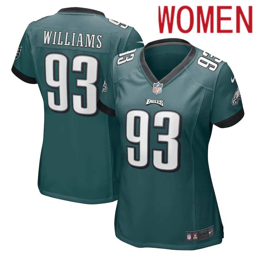 Women Philadelphia Eagles #93 Milton Williams Nike Midnight Green Game NFL Jersey->women nfl jersey->Women Jersey